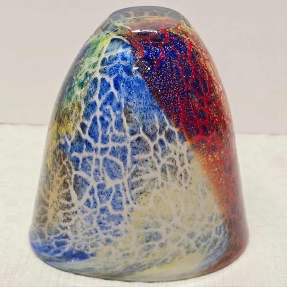 Badash Firestorm Multicolor Murano Style Art Glass Vase Cottagecore Art Deco